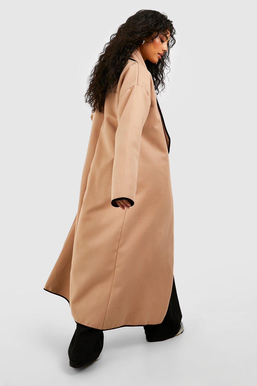 Boohoo wool look outlet coat in camel