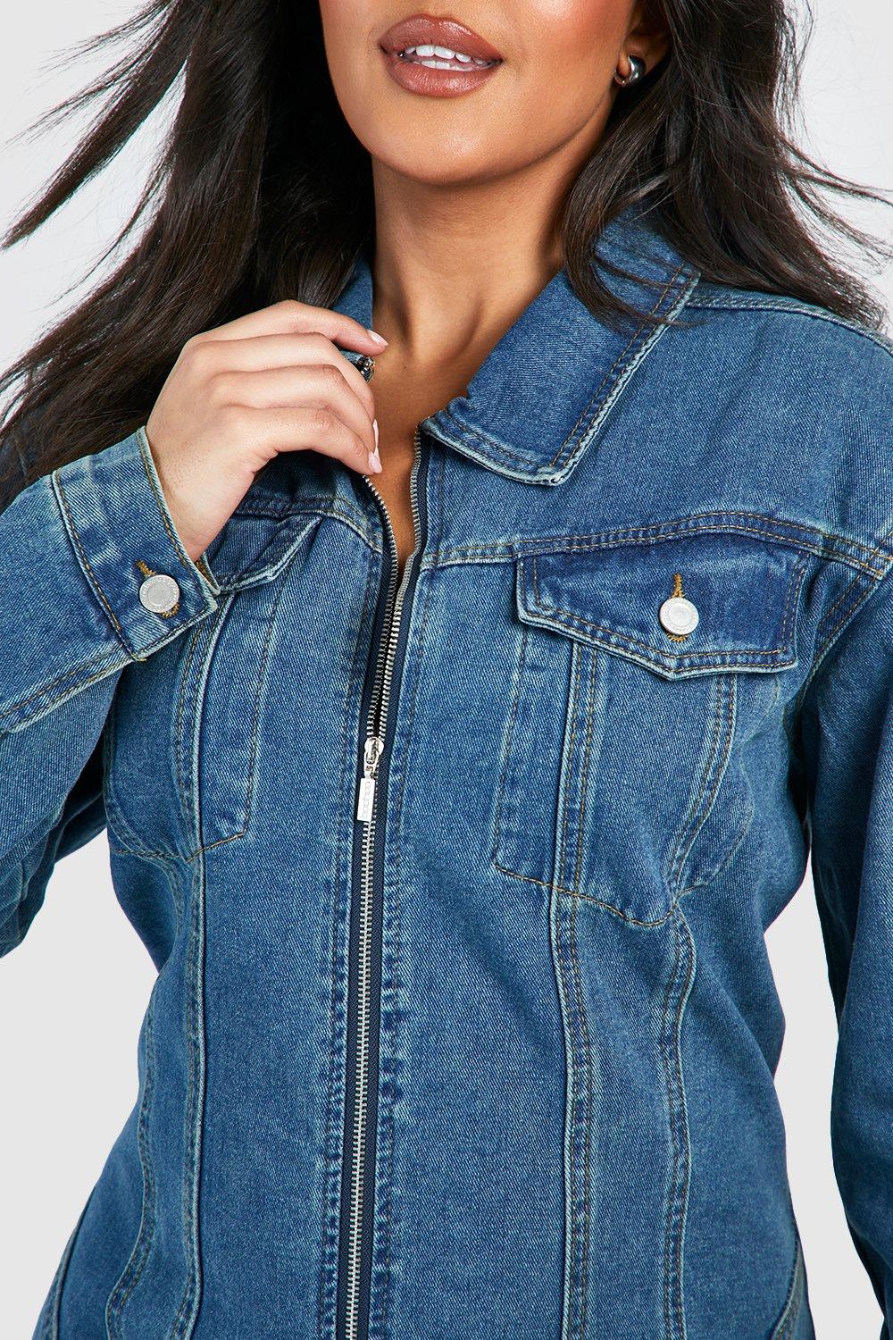 Plus Denim Zip Up Denim Dress