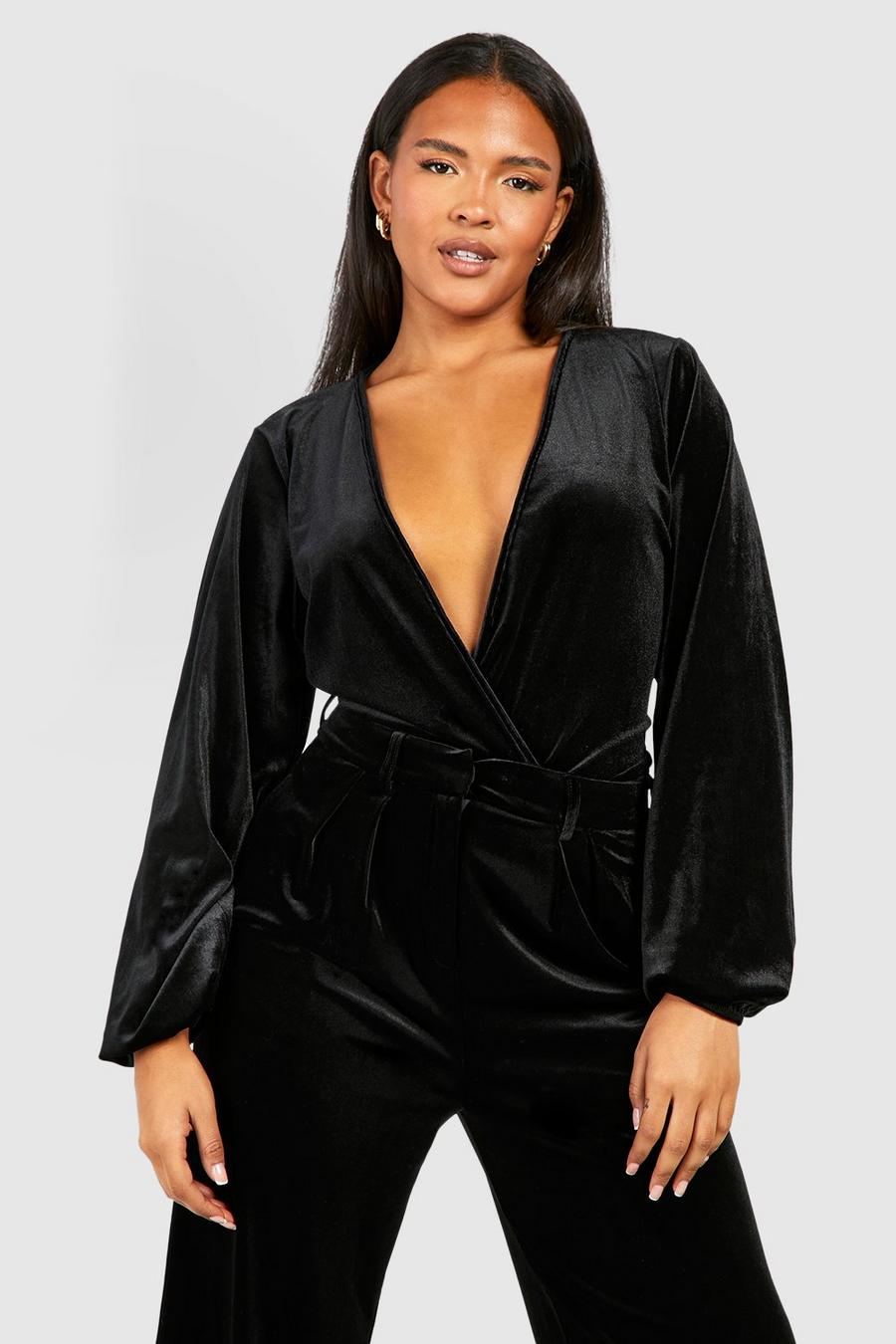Body scaldacuore Plus Size in velluto, Black image number 1