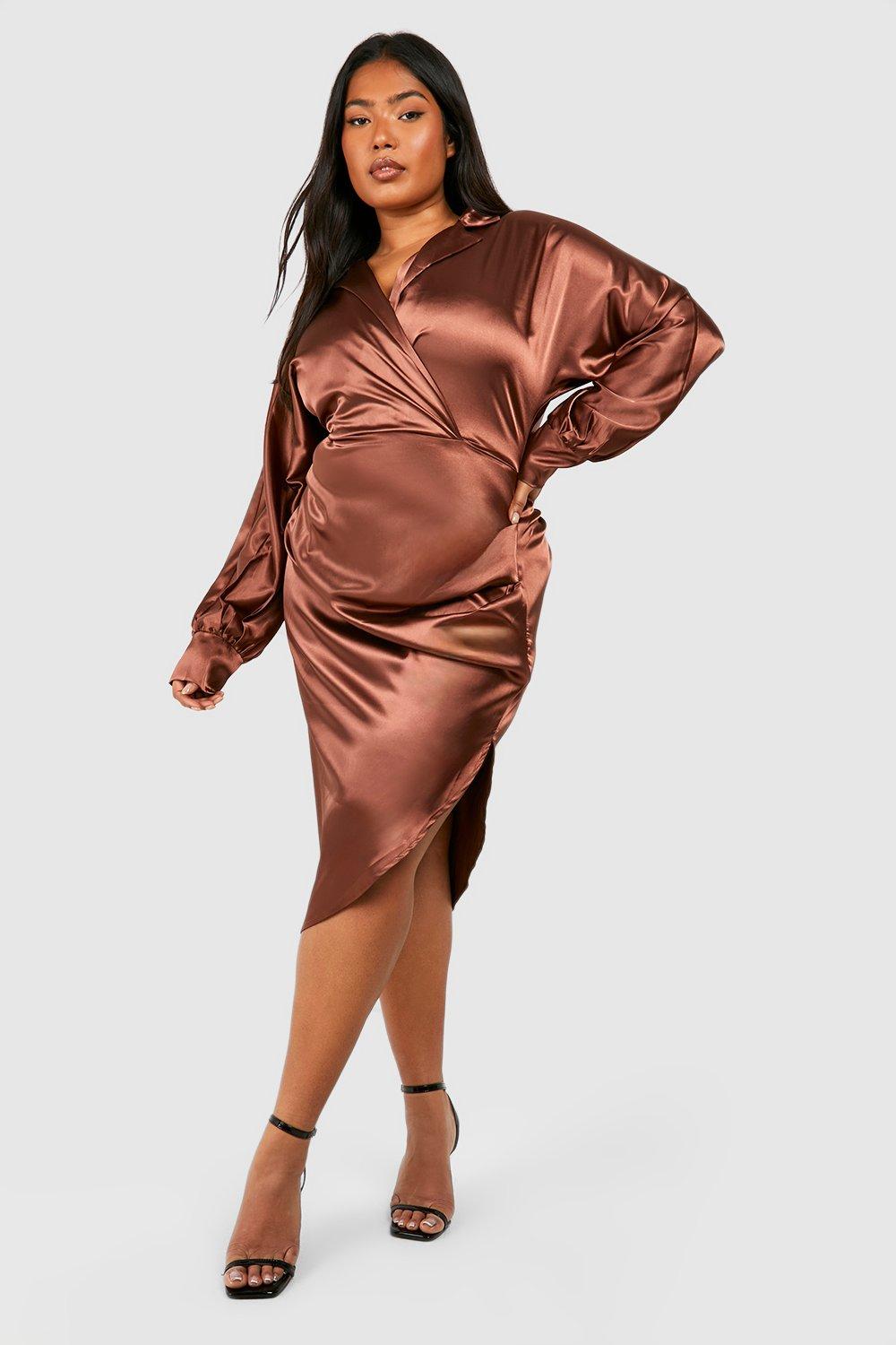 Satin ruched hotsell shirt dress