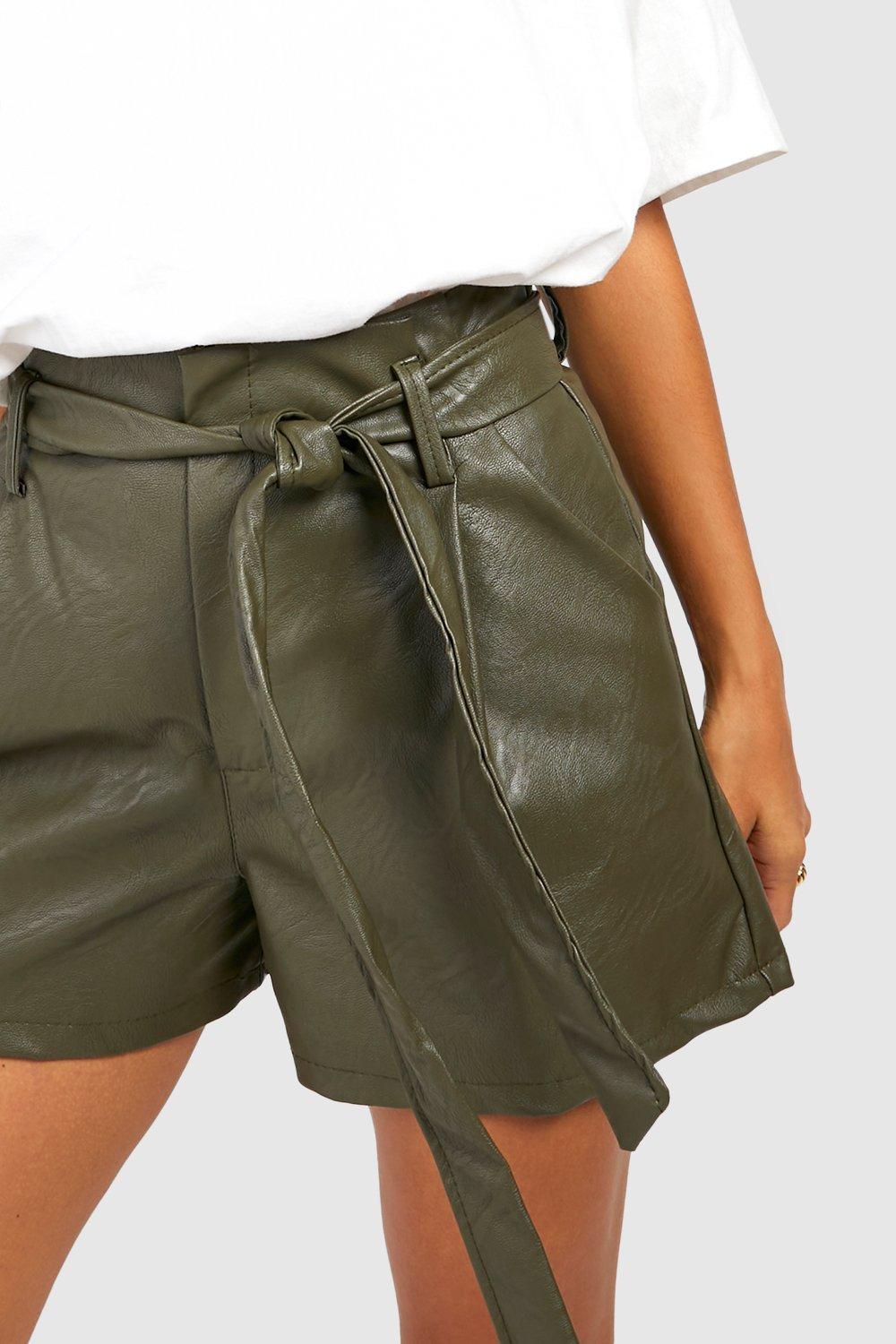 Leather look paper cheap bag shorts