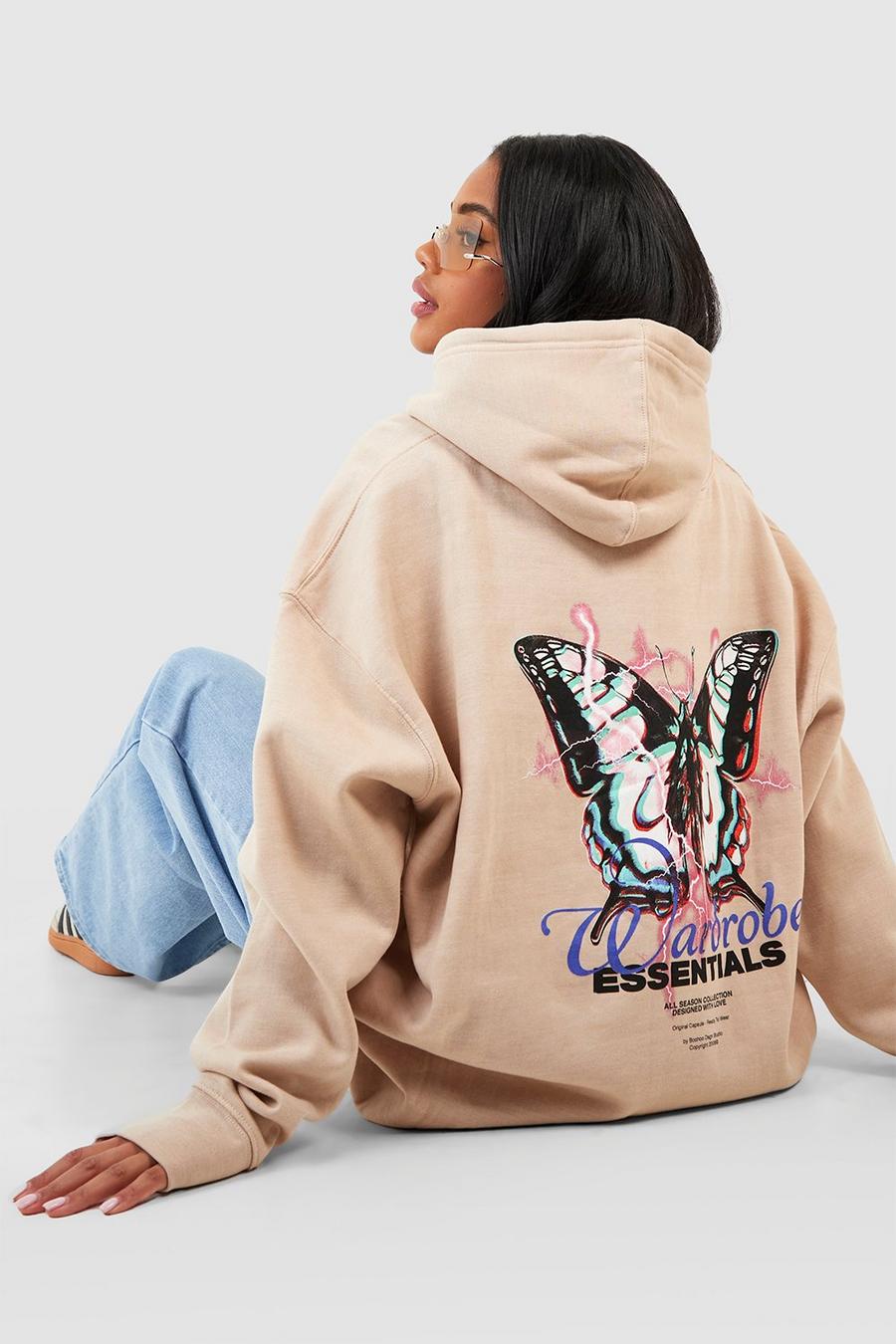 Stone Wardrobe Essentials Oversize hoodie med fjärilar