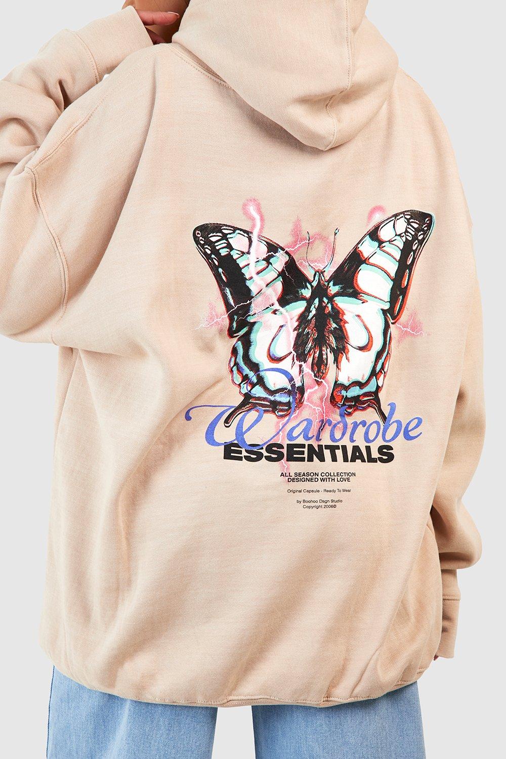 Wardrobe Essentials Butterfly Printed Oversized Hoodie