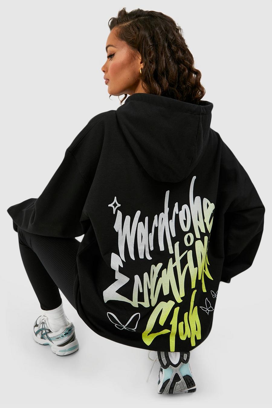 Black Wardrobe Essentials Oversize hoodie med tryck image number 1