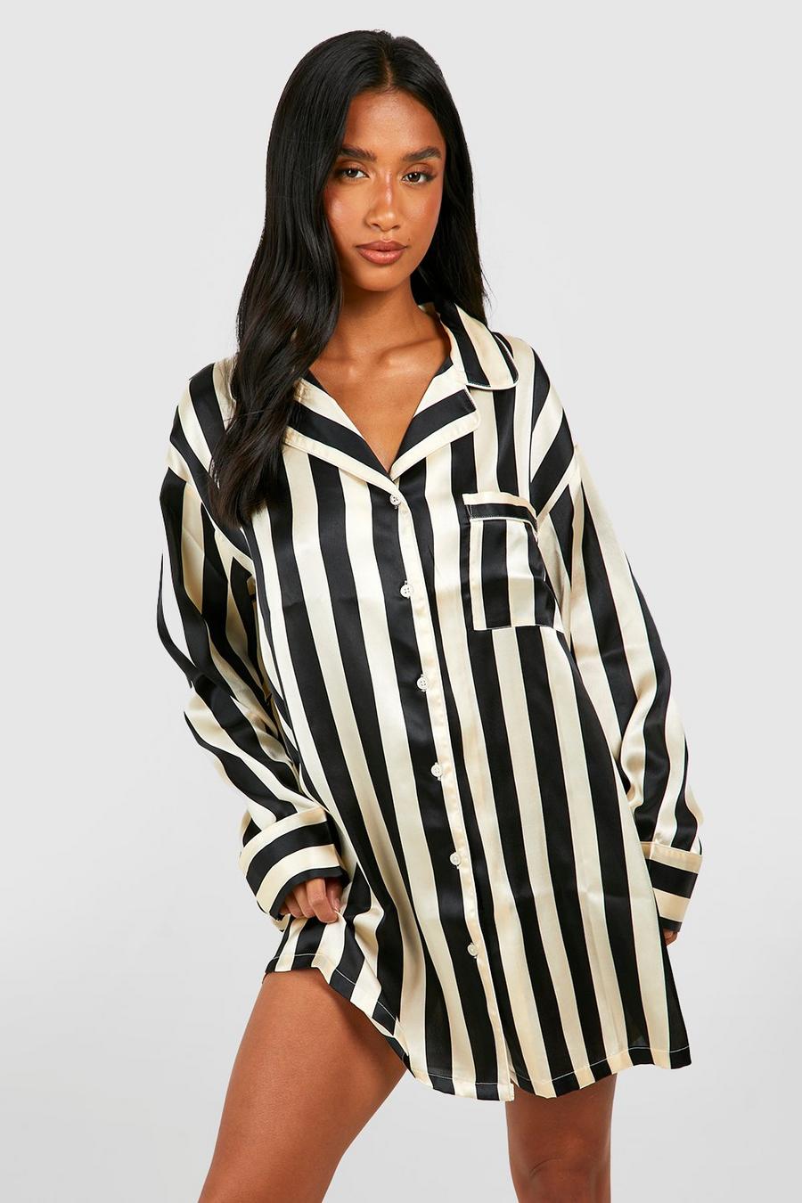 Champagne Petite Satin Stripe Nightshirt