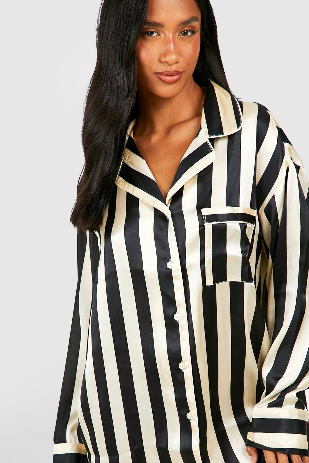 Petite Satin Stripe Nightshirt boohoo