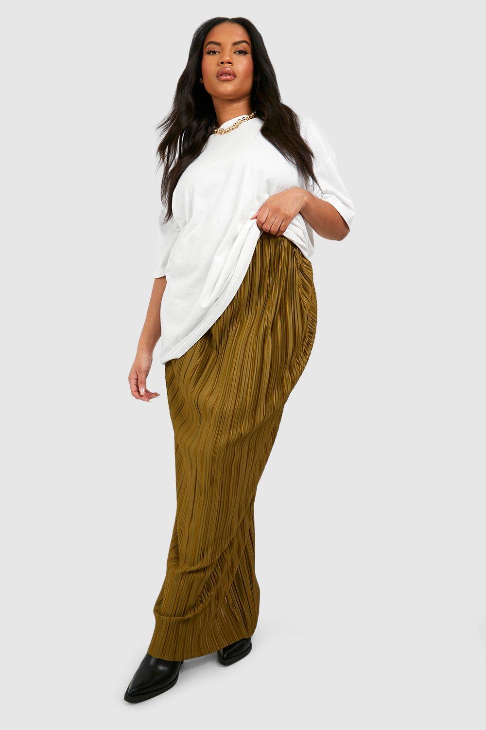 Women's plus size shop maxi skirts khaki