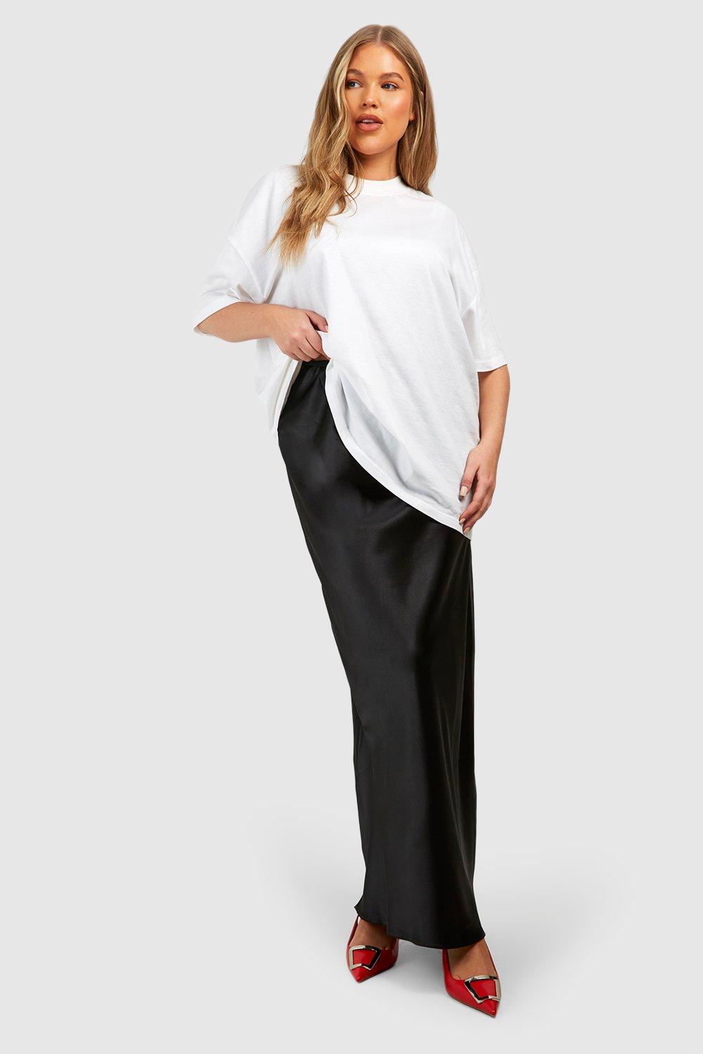 Plus size store satin maxi skirt