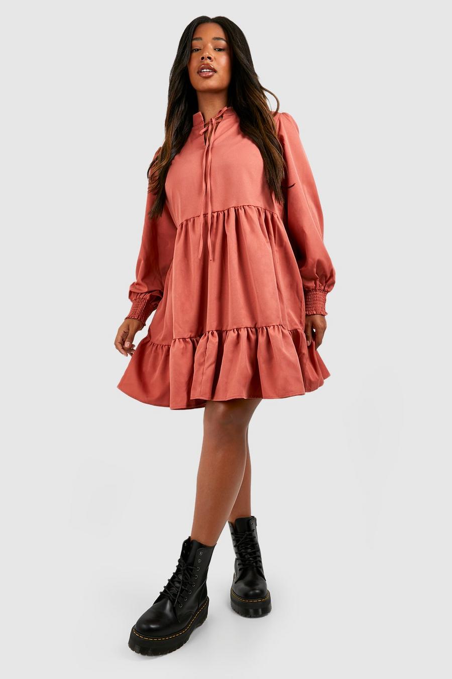 Terracotta Plus Woven Tiered Smock Dress