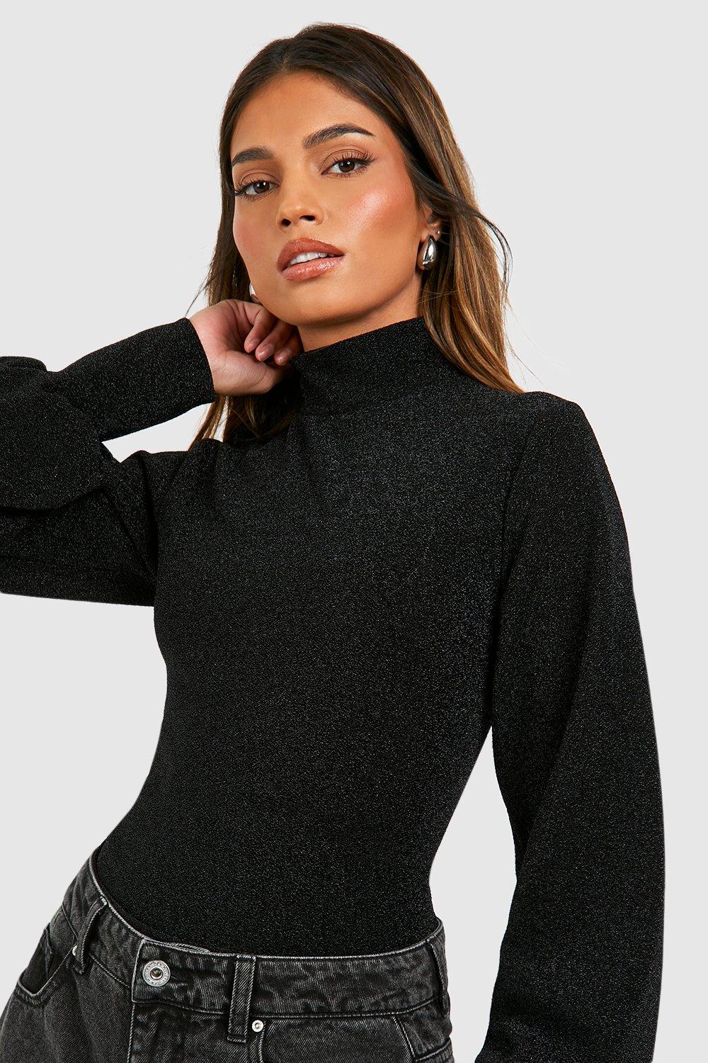 Glitter polo outlet neck top