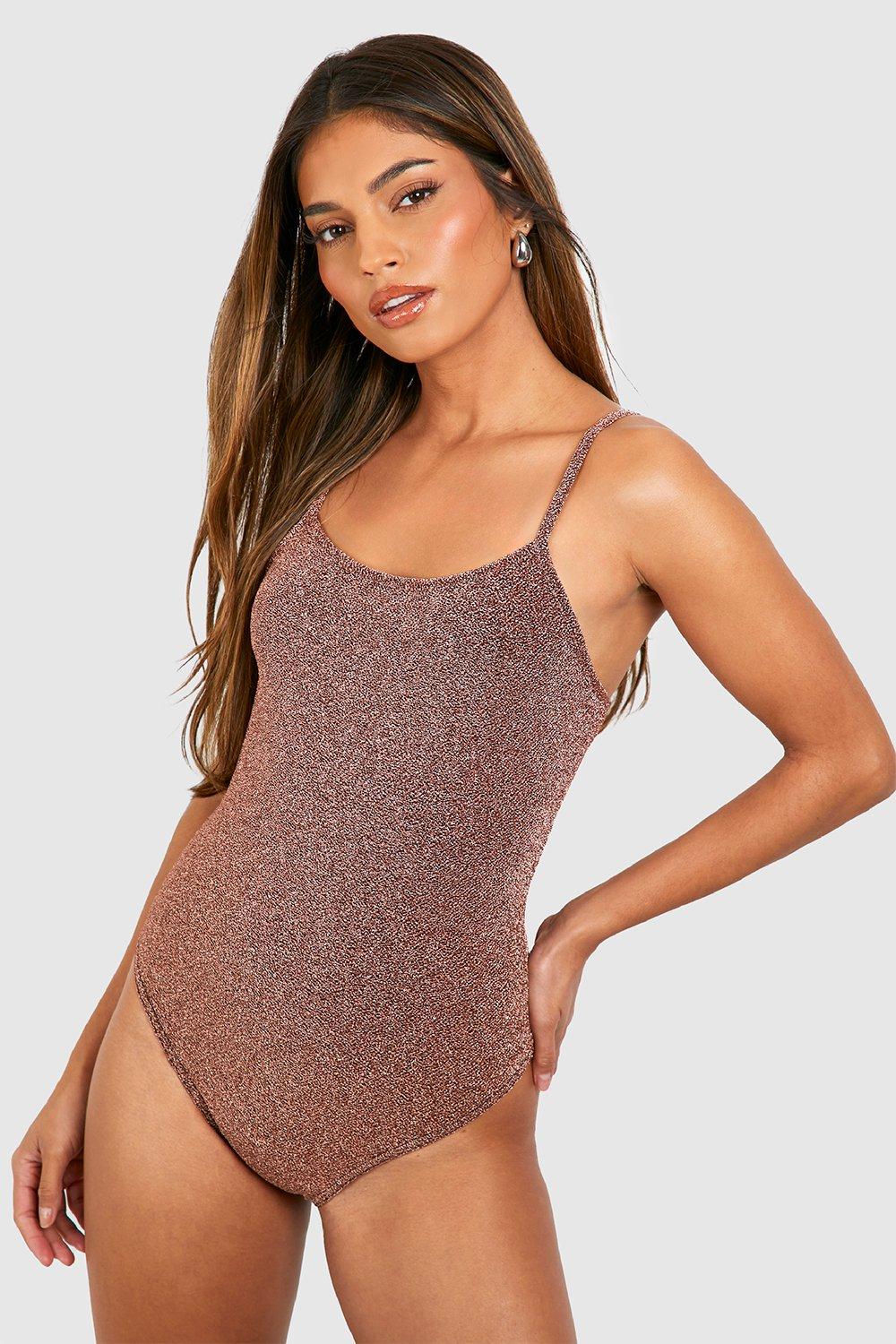 Bronze Glitter Strappy Bodysuit