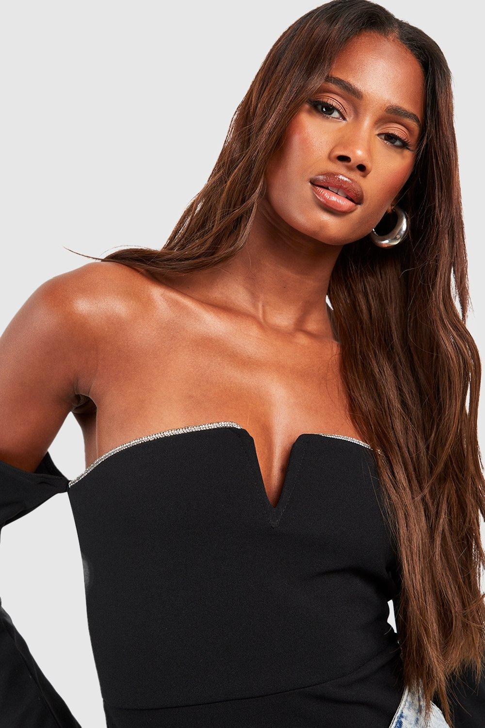 Black bardot bodysuit on sale