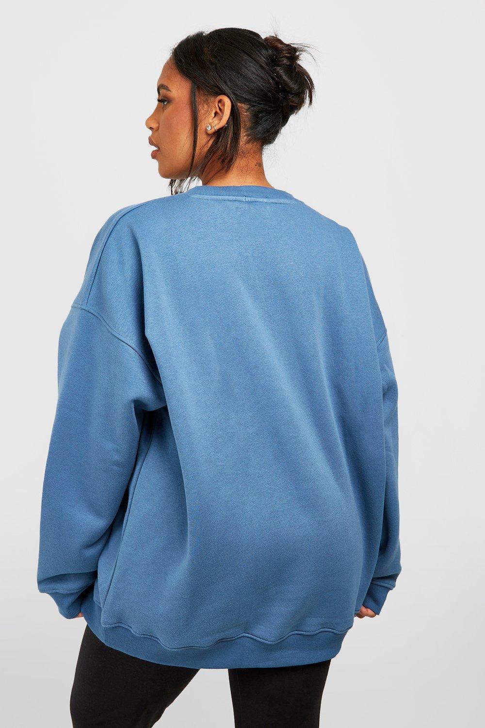 Daisy Street Active Plus oversized hoodie and sweatpants set with snap  detail in blue