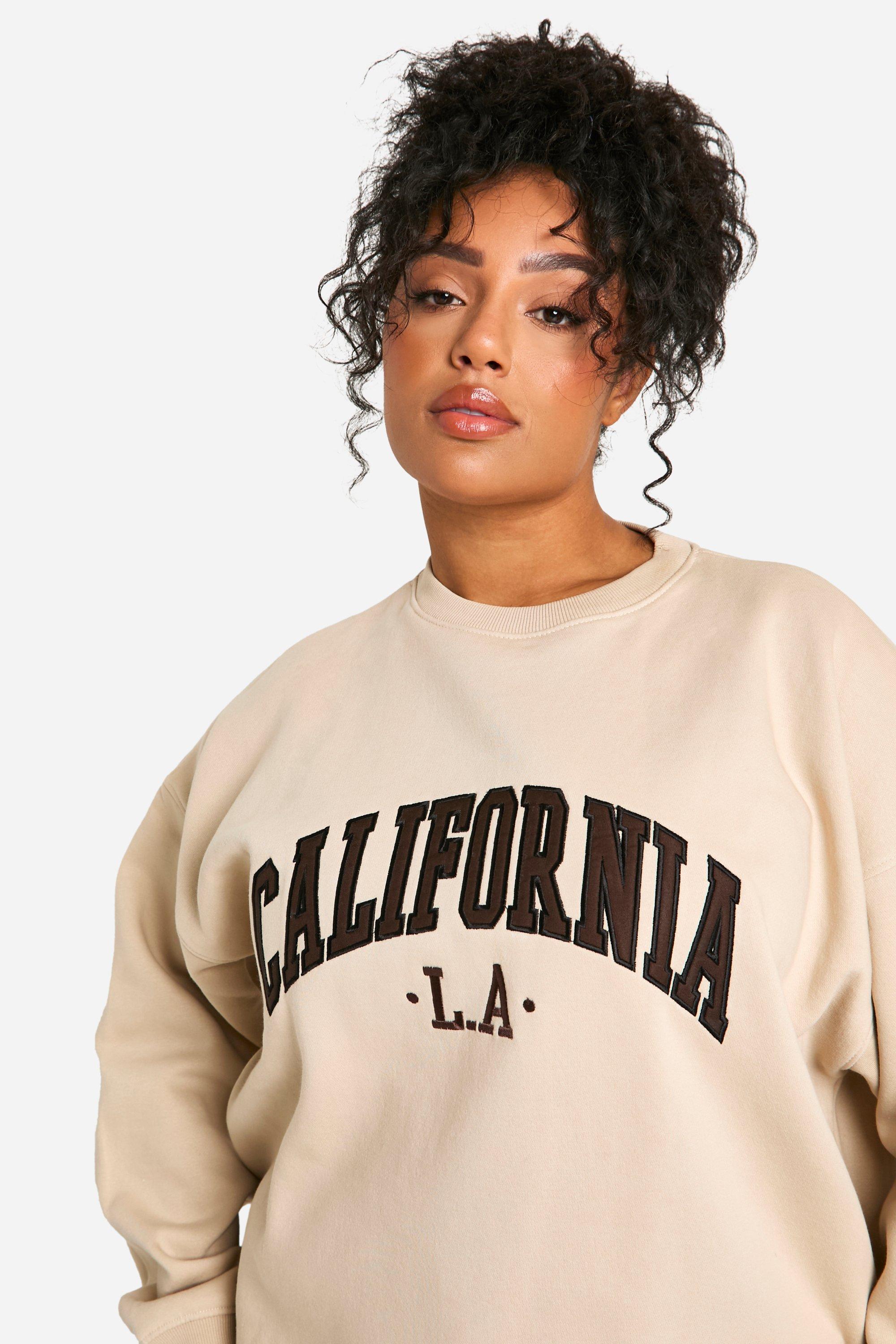 Women s Plus California Applique Oversized Sweatshirt Boohoo UK