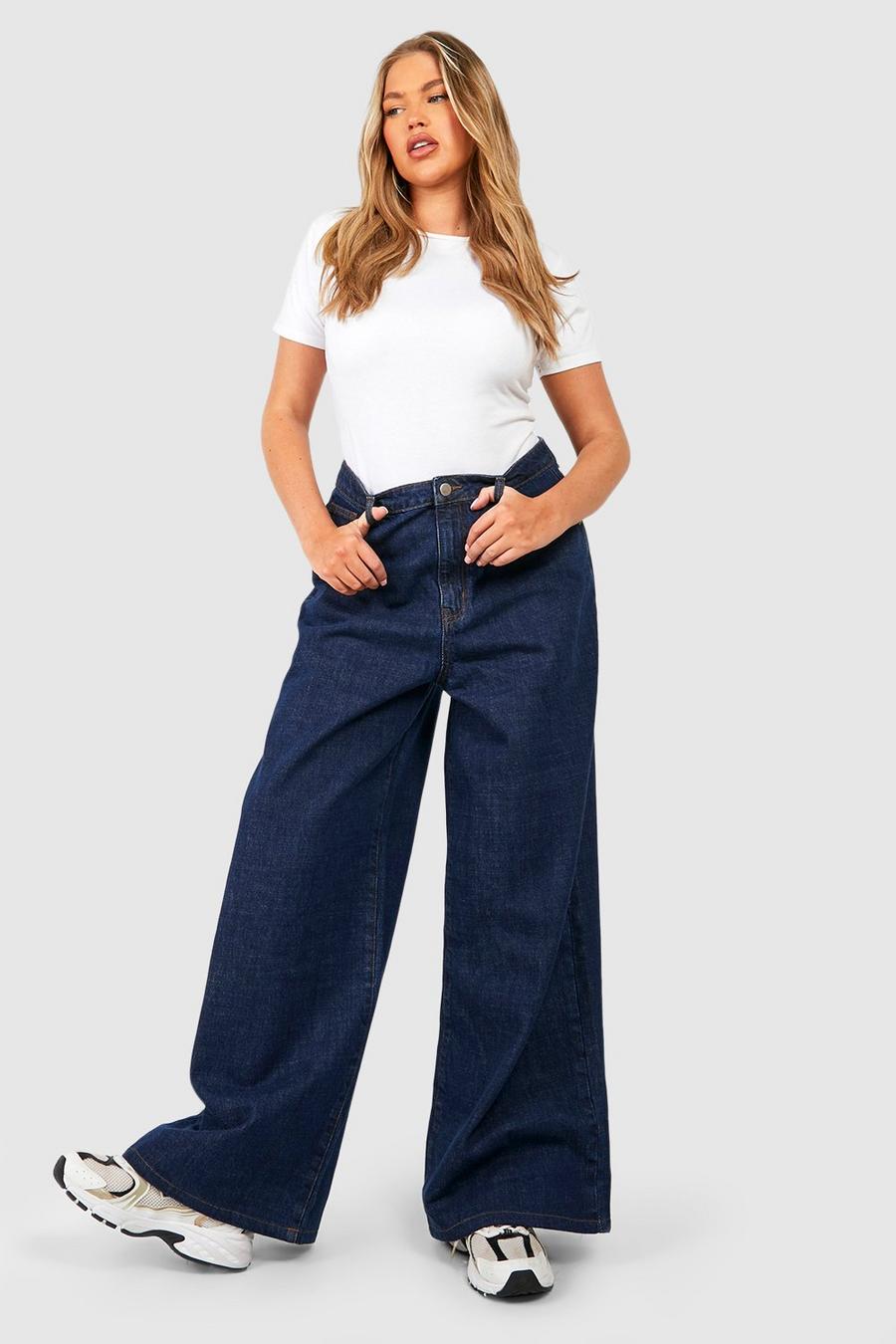 Jeans Plus Size a gamba ampia, Indigo image number 1