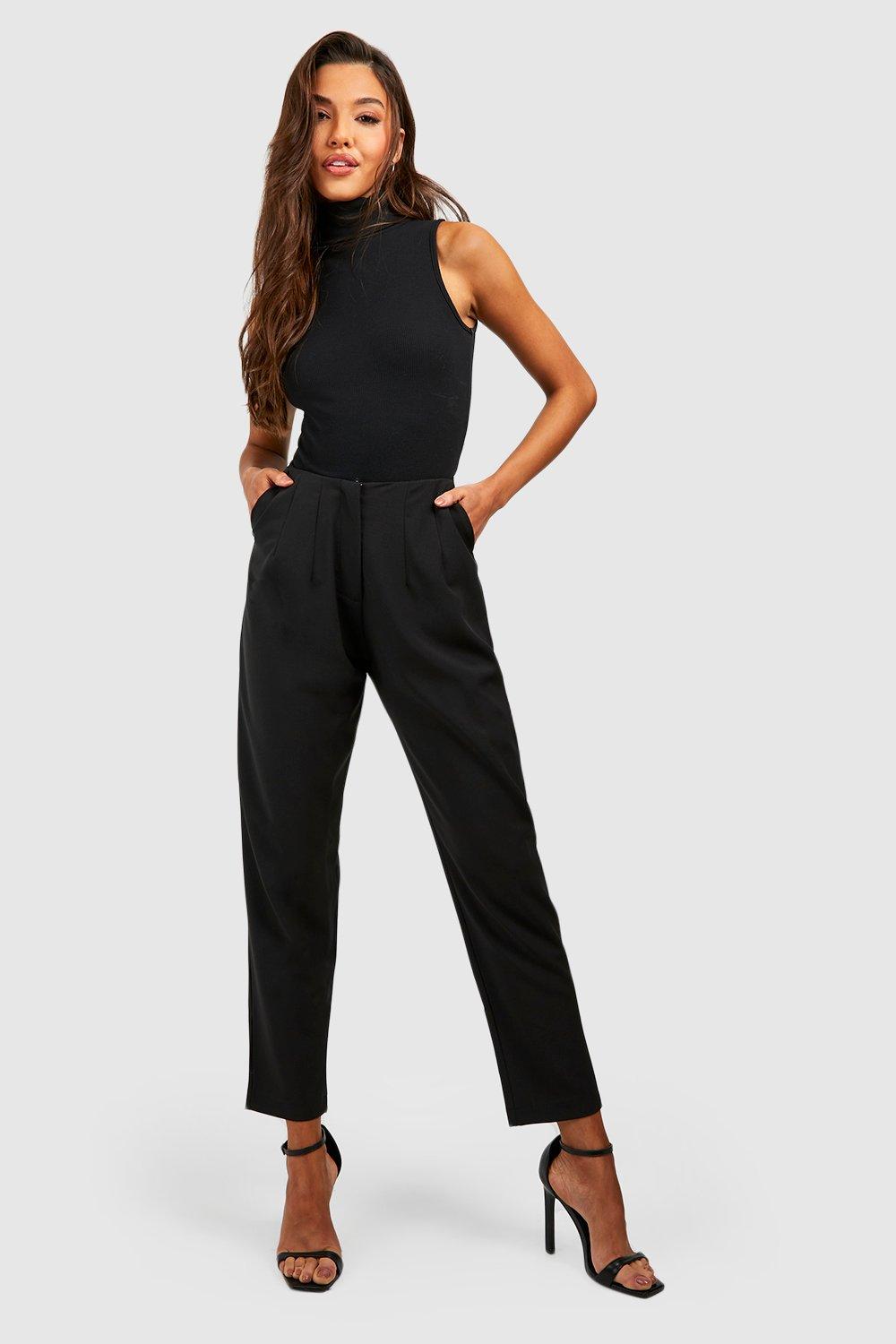 High Waisted Tapered Trousers in Black