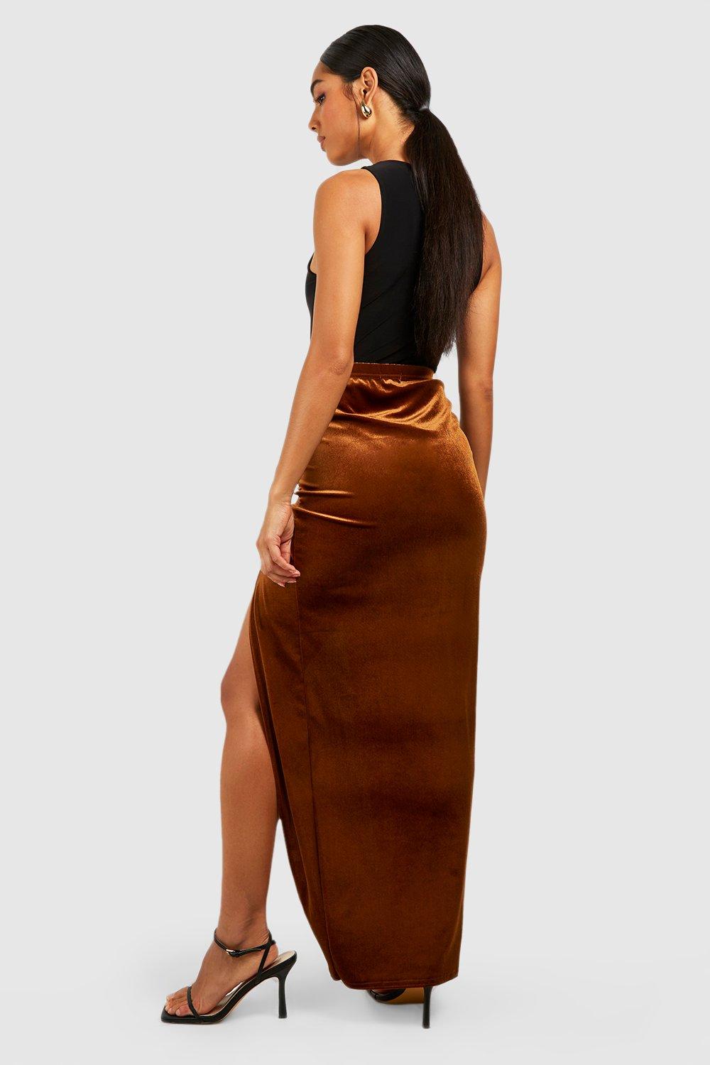 Tan velvet outlet skirt