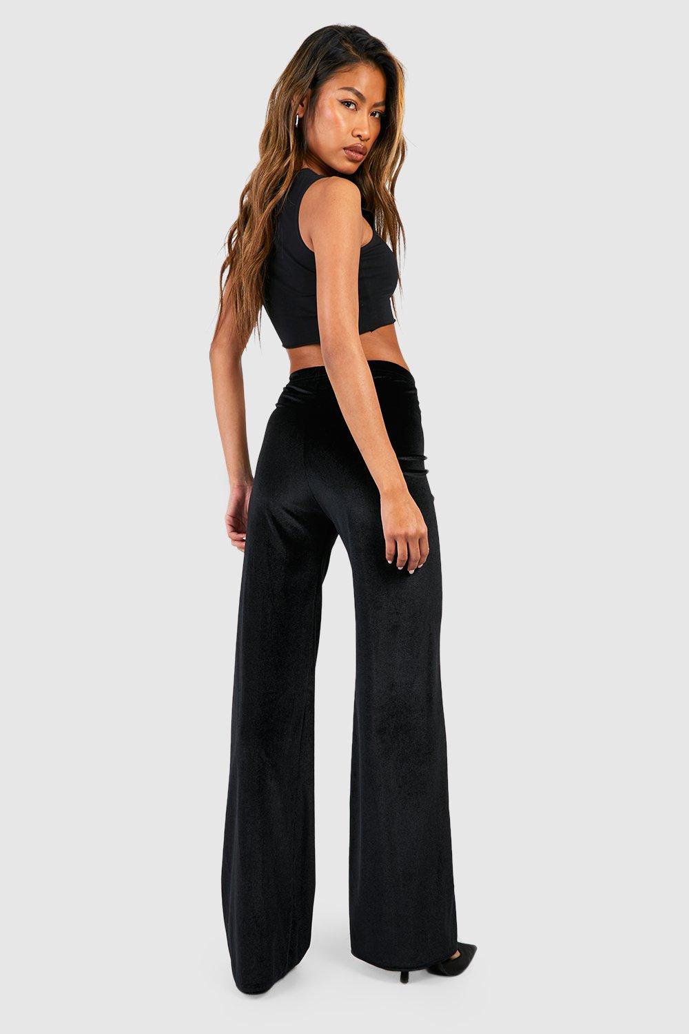 Velvet wide-leg trousers