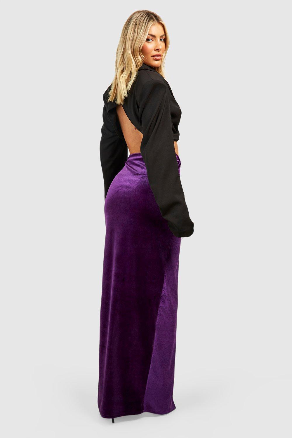 Velvet long skirt outlet design