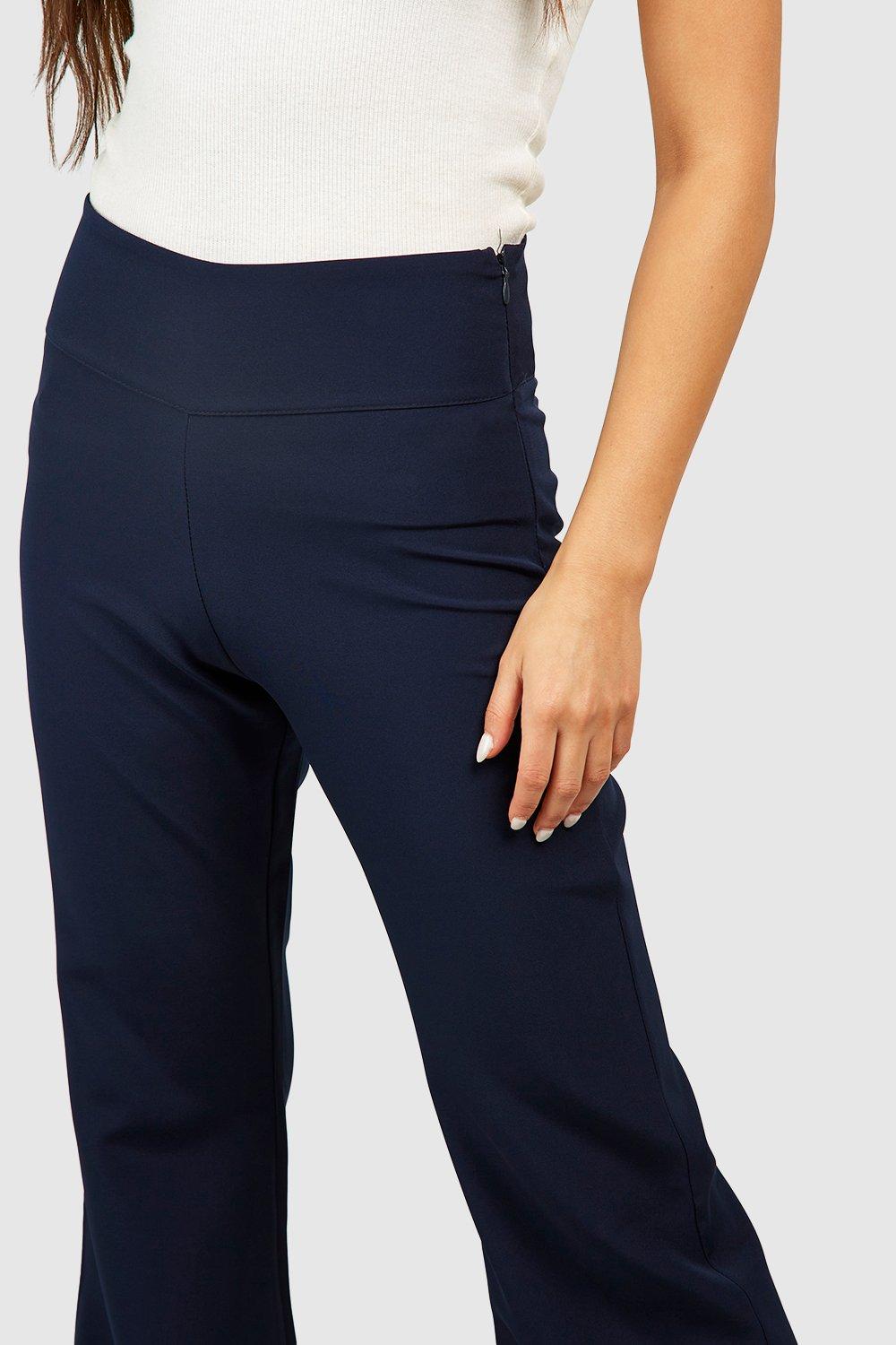 Woven Deep Waistband Flared Trousers