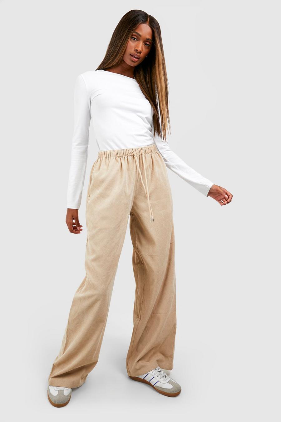 Sand Cord Tie Waist Low Rise Trousers image number 1
