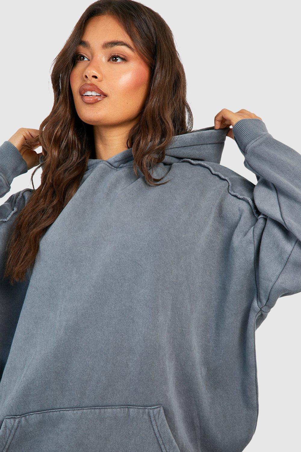 Washed Seam Detail Oversized Hoodie