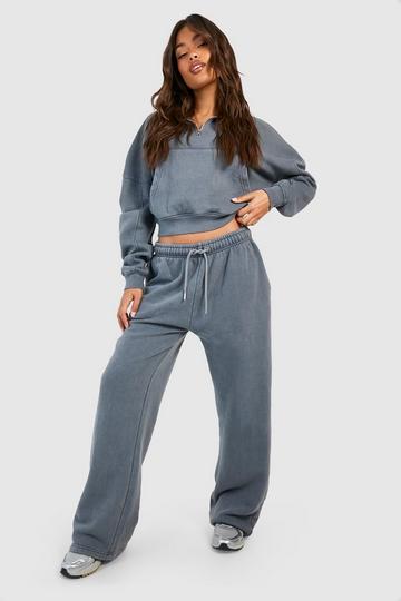 Half Zip Sweatshirt And Straight Leg Jogger Tracksuit charcoal