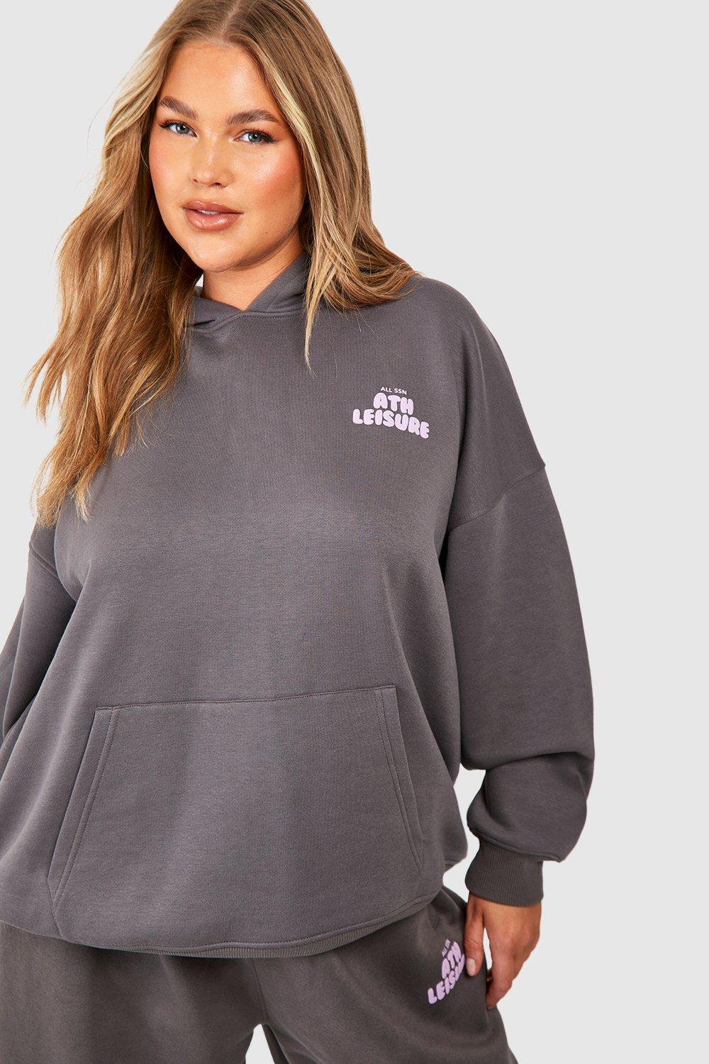 Athleisure Puff Print Slogan Hooded Tracksuit