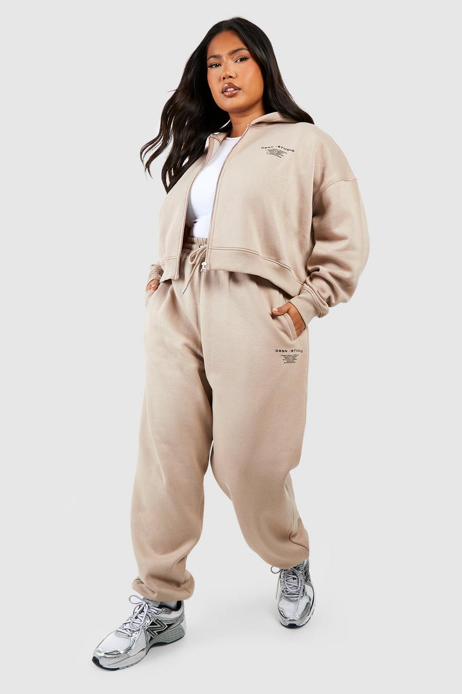 Taupe Plus Dsgn Studio Cuffed Track Pants image number 1