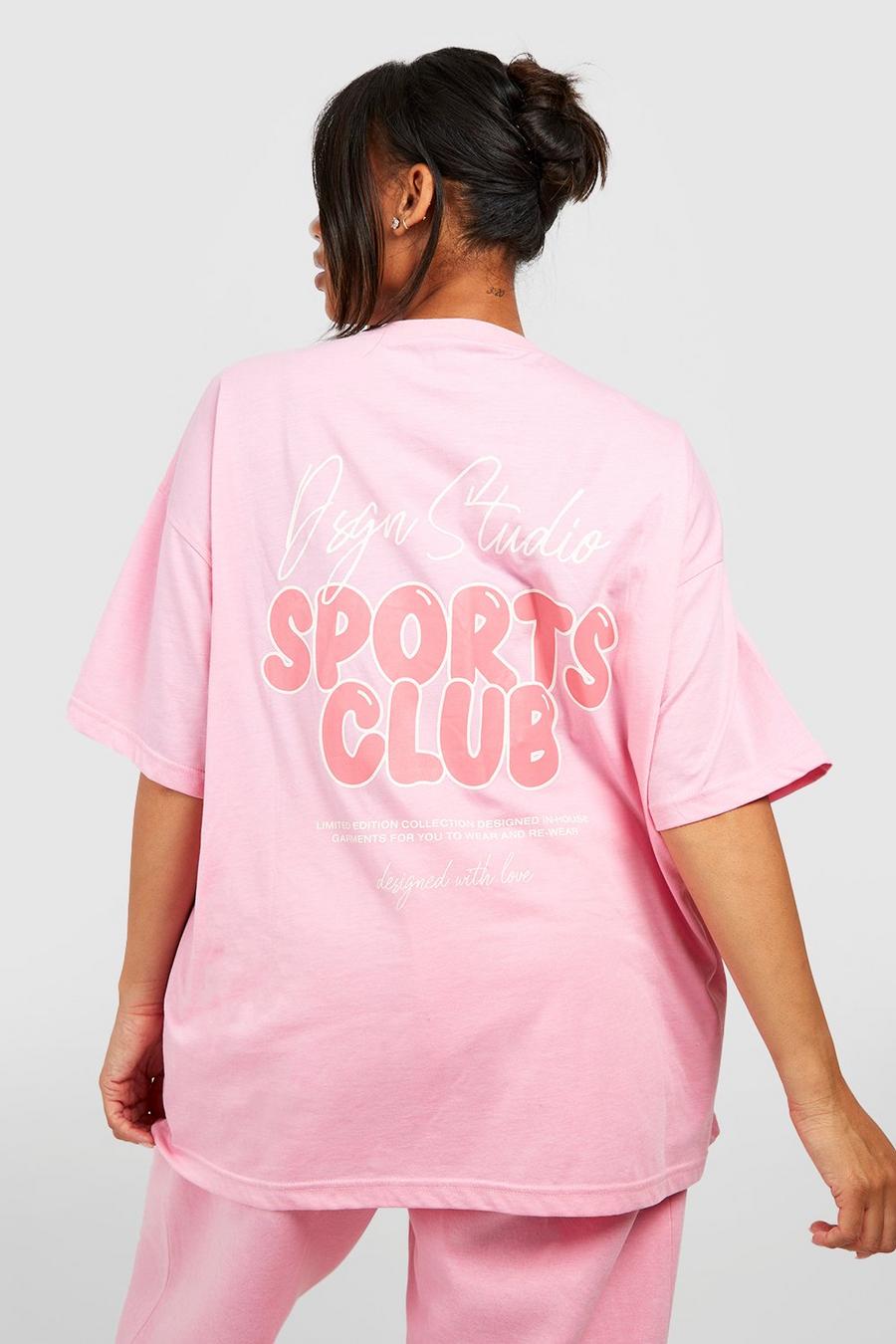 Plus Oversize T-Shirt mit Dsgn Studio Sport Print, Pink image number 1