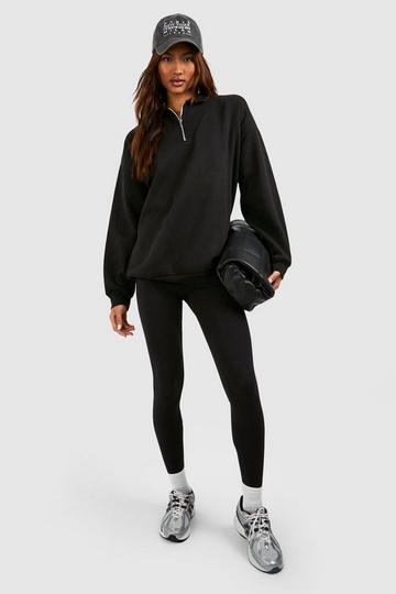 Tall Oversized Trui Met Korte Rits En Leggings Set black