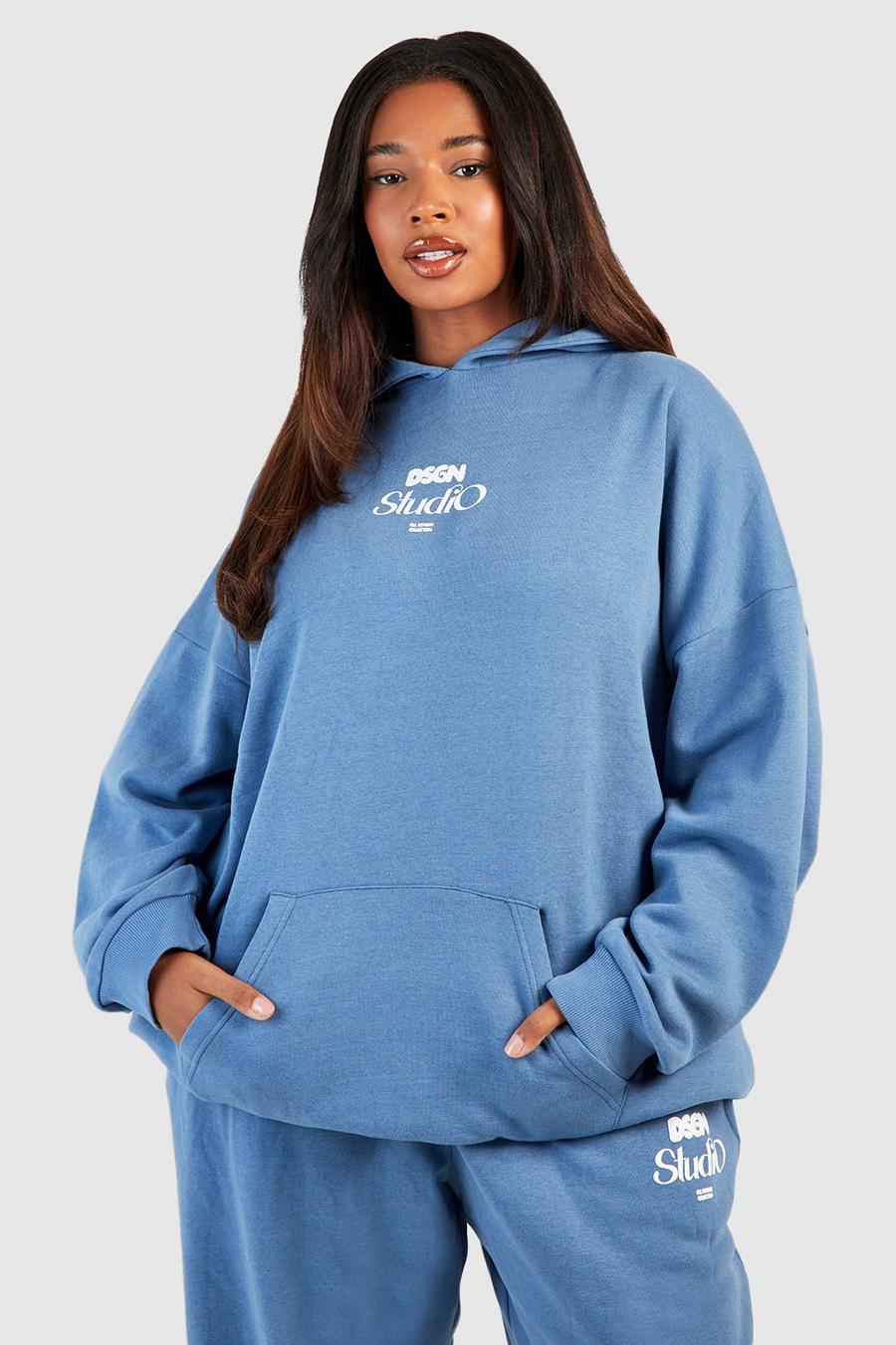 Blue Plus Dsgn Oversize hoodie med tryck image number 1