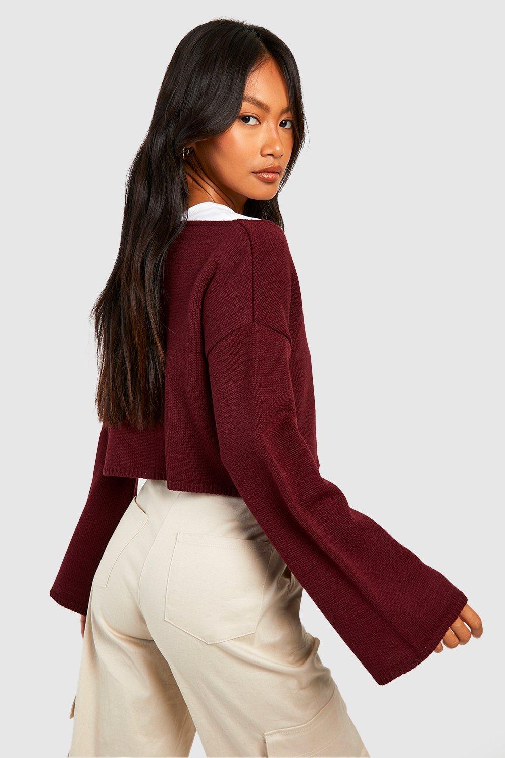 Women s Flare Sleeve Crop Cardigan Boohoo UK