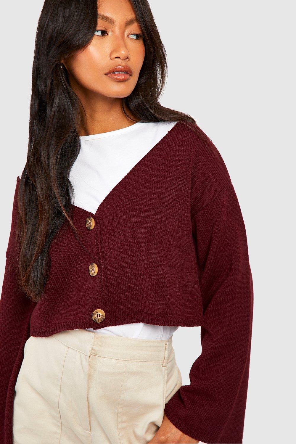 Cropped sale maroon sweater