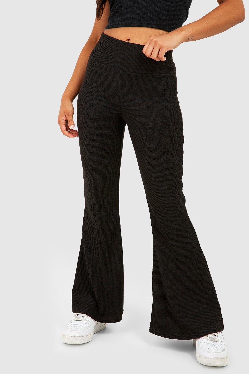 Petite Crinkle Rib Thick Waistband Flares