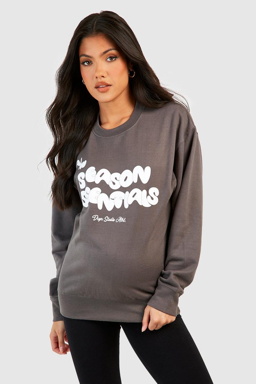 Umstandsmode Sweatshirt mit Season Essentials Print, Charcoal