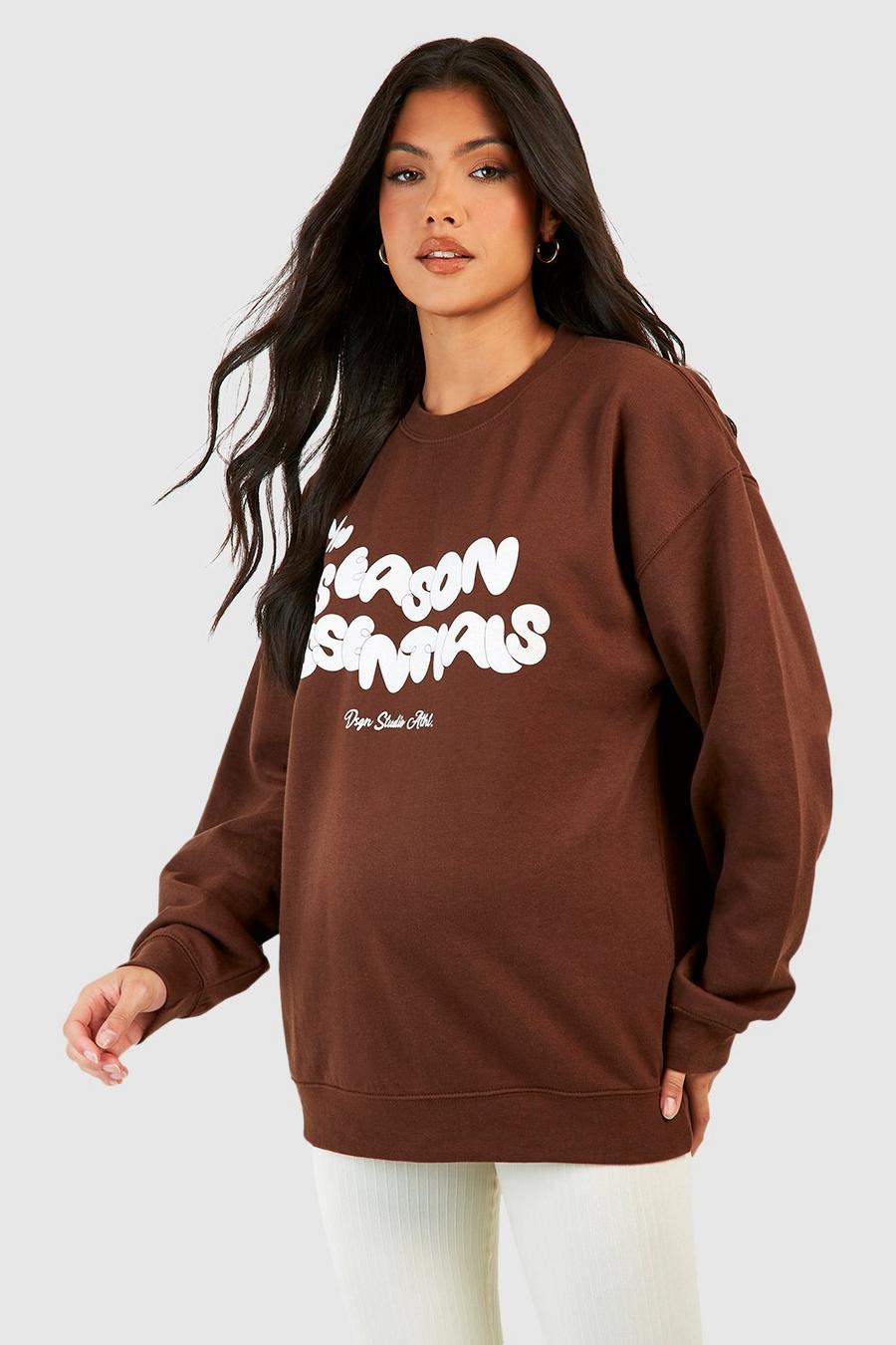 Umstandsmode Sweatshirt mit Season Essentials Print, Chocolate image number 1