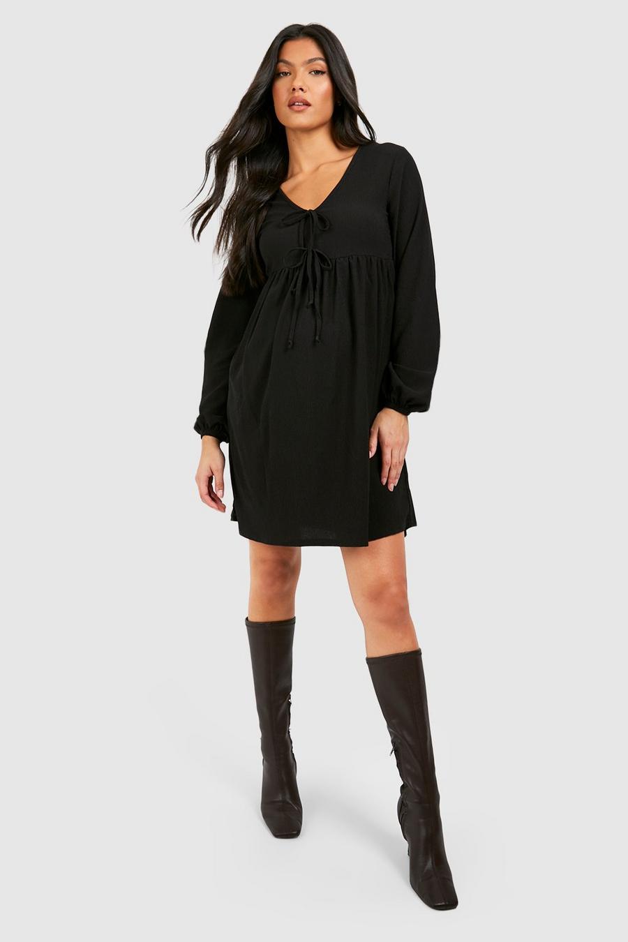 Maternity Textured Tie Front Smock Dress
