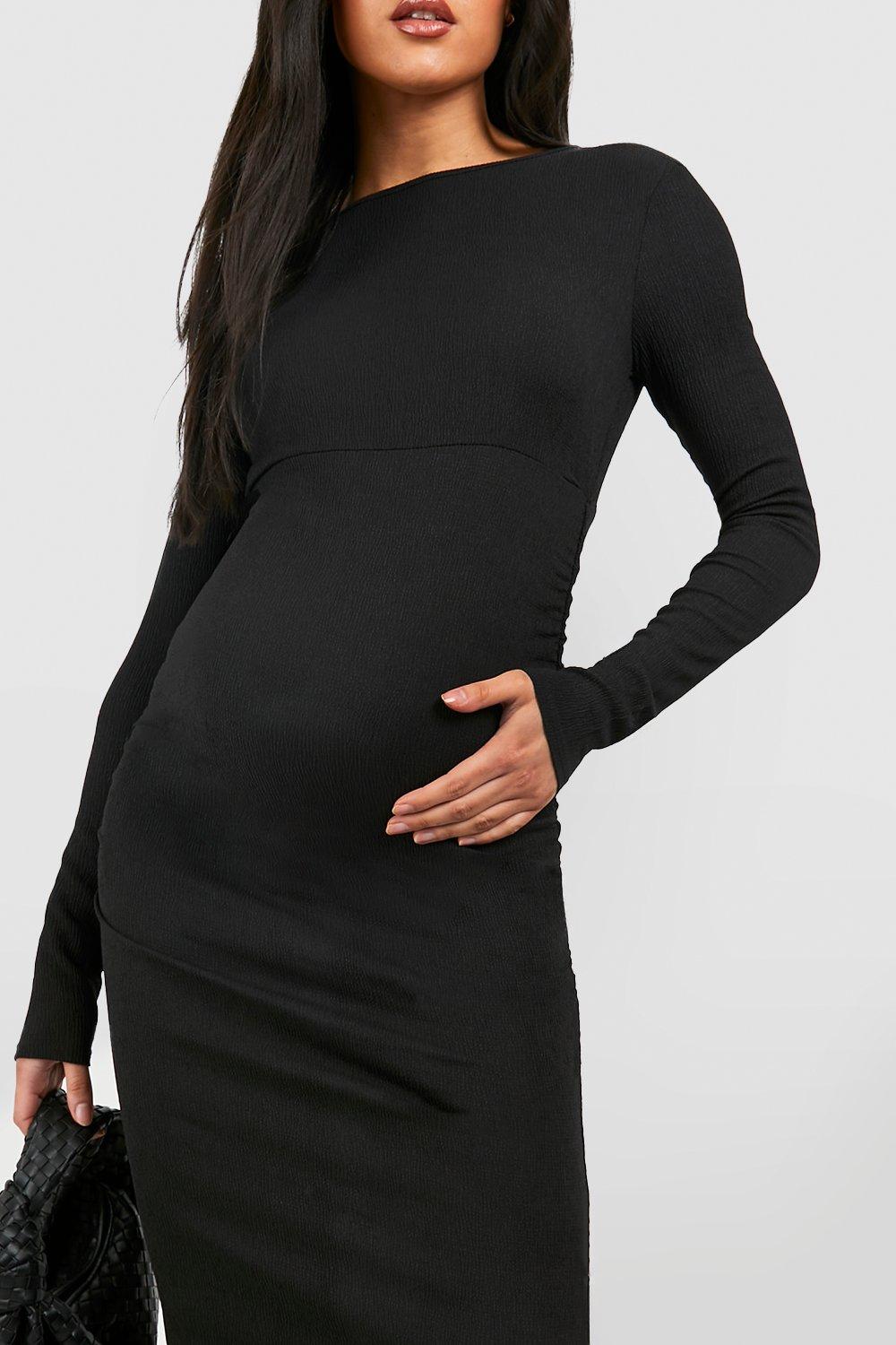 Black ruched hotsell maternity dress