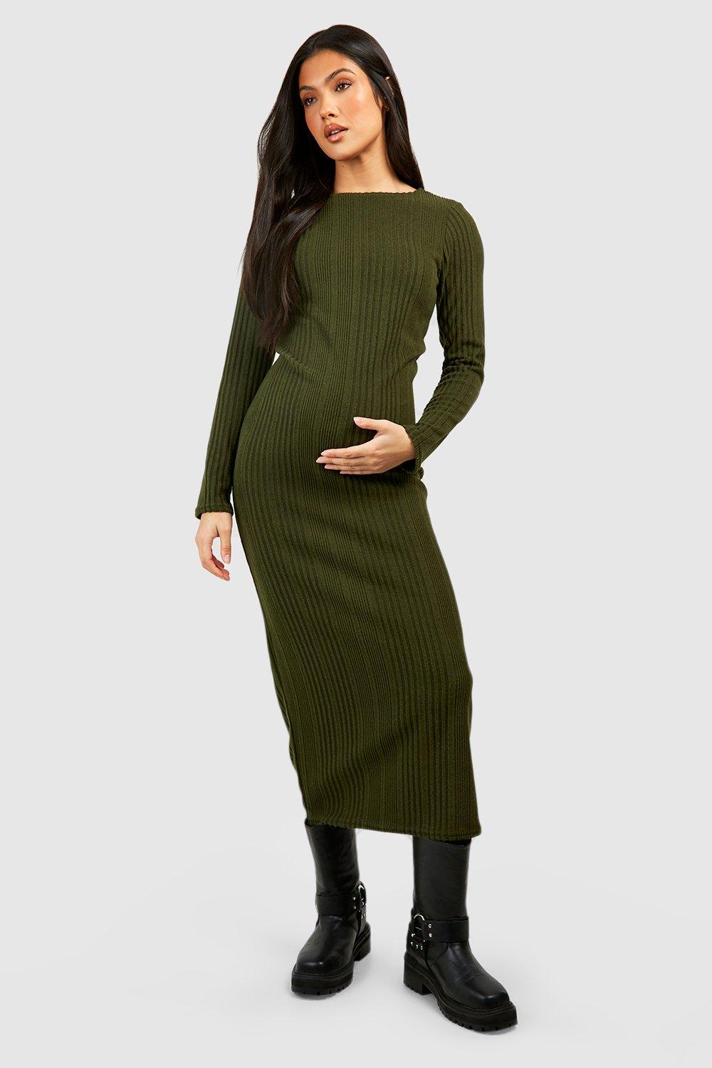 Maternity Soft Rib Knitted Midaxi Dress boohoo