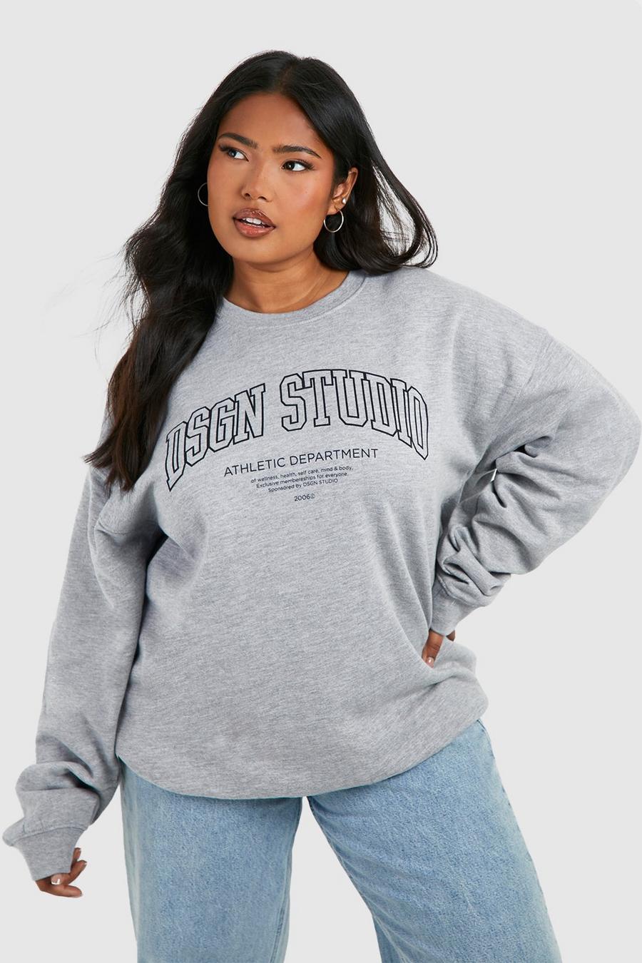 Grey marl Plus Oversized Dsgn Studio Crew Neck Sweatshirt