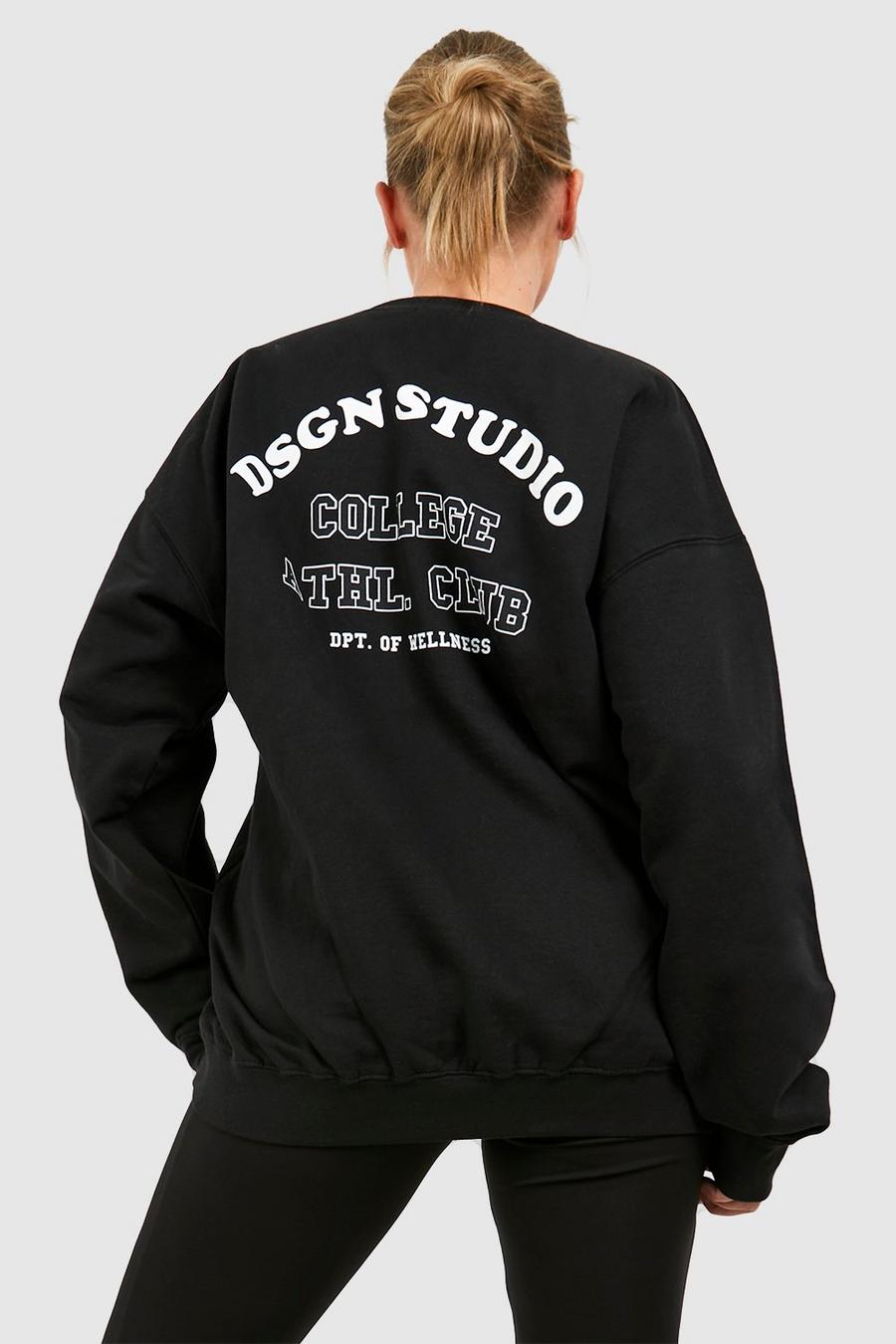 Black Plus Oversized Dsgn Collegiate Sweatshirt