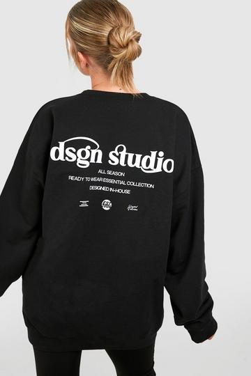 Plus Oversized Dsgn Back Print Sweatshirt black