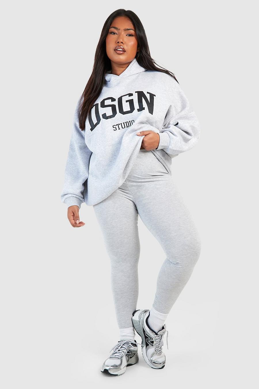 Ash grey Plus Dsgn Oversize hoodie och leggings image number 1