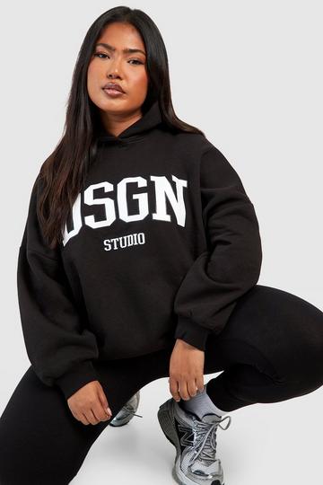 Plus Oversized Dsgn Hoodie En Leggings Set black