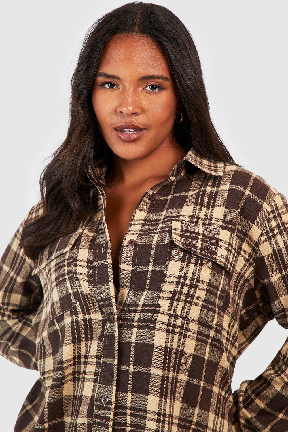 Wholesale Women Brown Check Crop Shirt – Tradyl