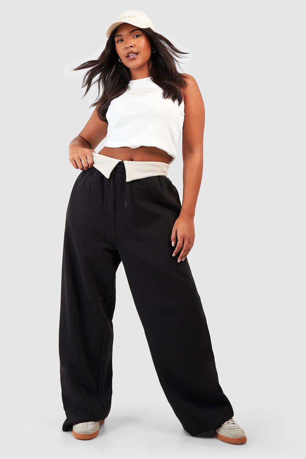 Buy Boohoo Contrast Foldover Waist Joggers In STONE