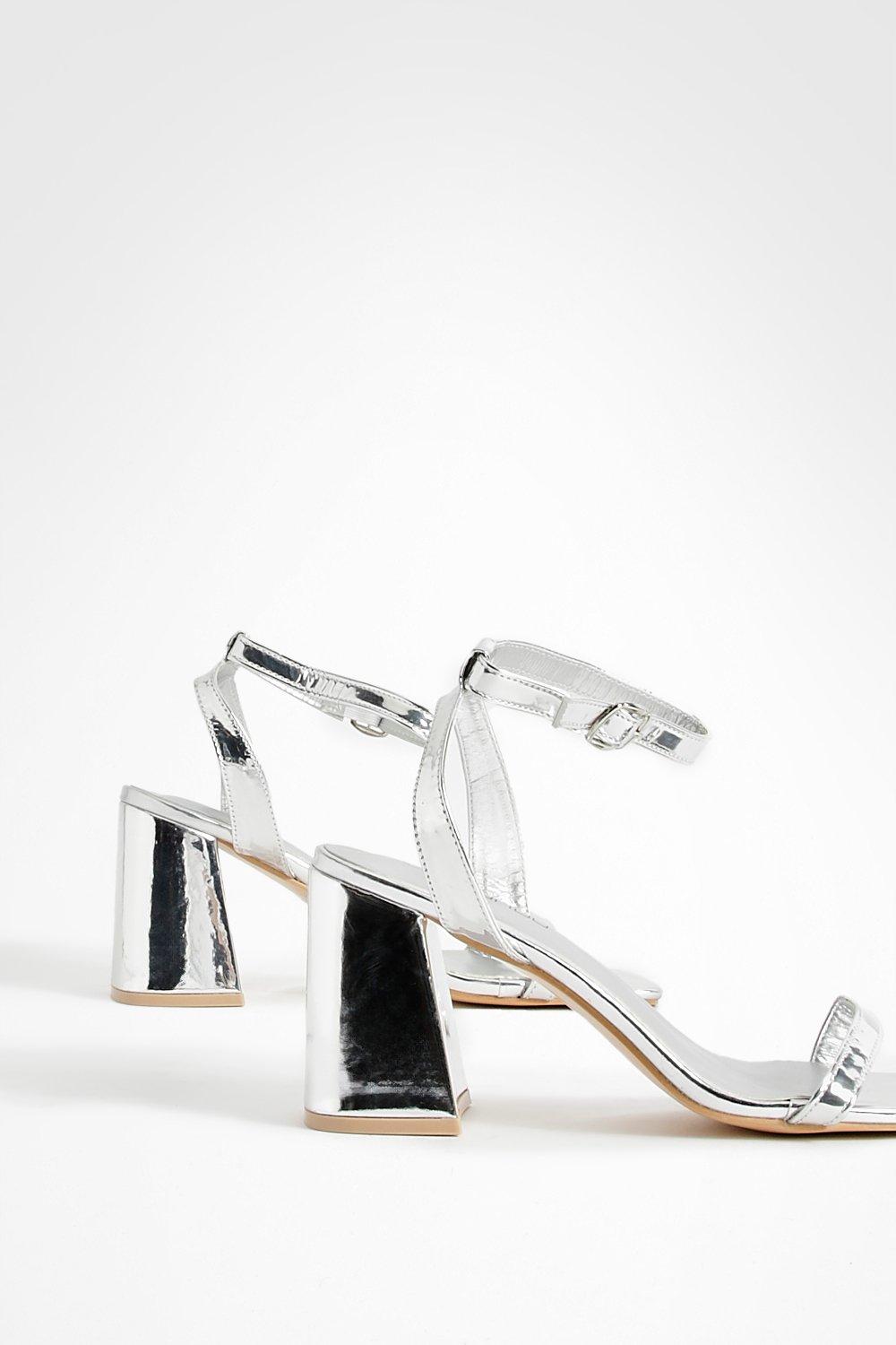 Boohoo silver sale block heels