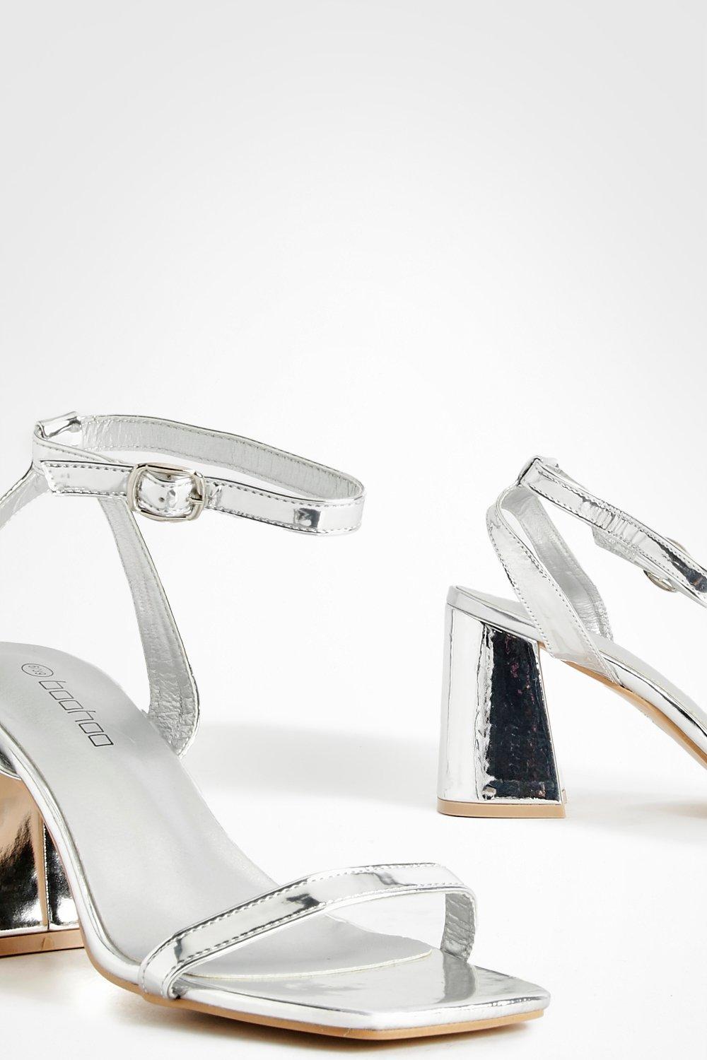 Boohoo silver shop block heels