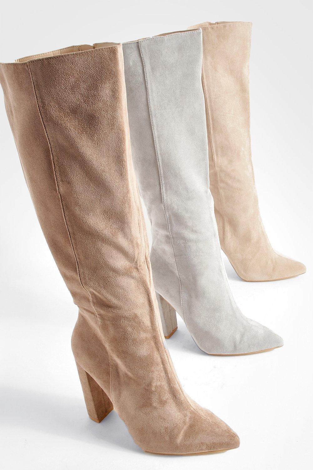 Wide fit knee store high heeled boots